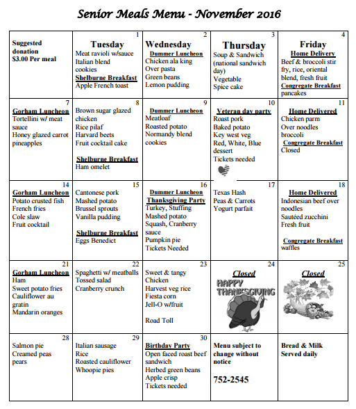 Senior Meals November 2016 TCCAP